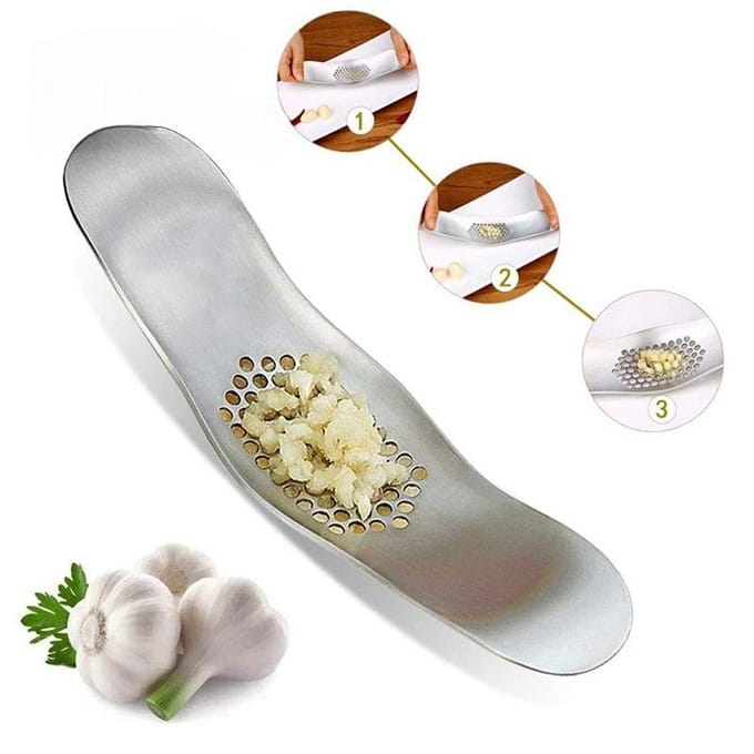 Keukengadget Gebogen Knoflookpers RVS Multifunctioneel Handmatig Creatieve Teentjes Gereedschap white