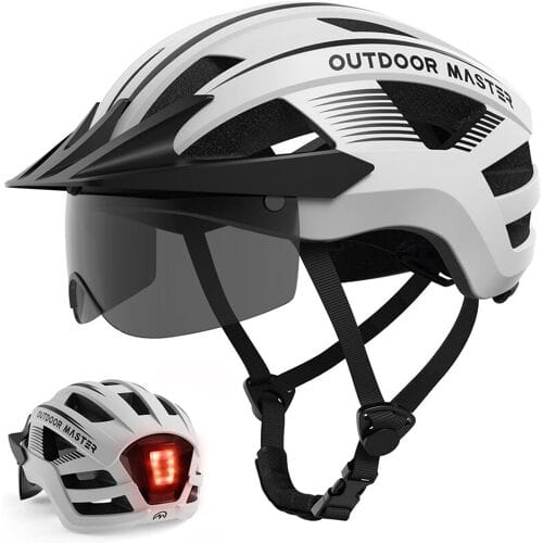 OutdoorMaster Fietshelm RhinoUrban met bril en licht Wit L 58-61cm