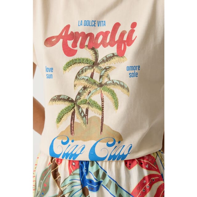 GARCIA Dames Print T-shirt Wit Sleeveless