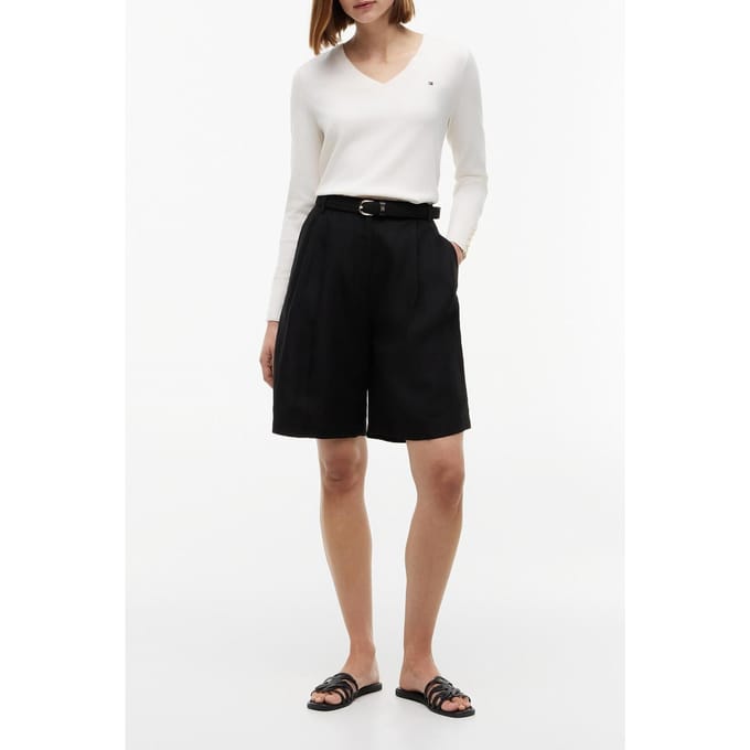 Tommy Hilfiger Cotton Jersey Fine V-neck Ivory Petal Größe: M | Pullover Outlet | Damen | Weiß