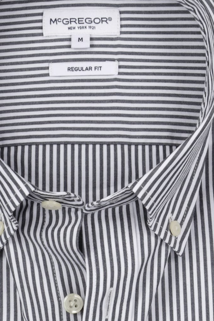 McGregor Poplin Stripe Peached Shirt Navy Größe: S | Business hemden Outlet | Herren | Blau