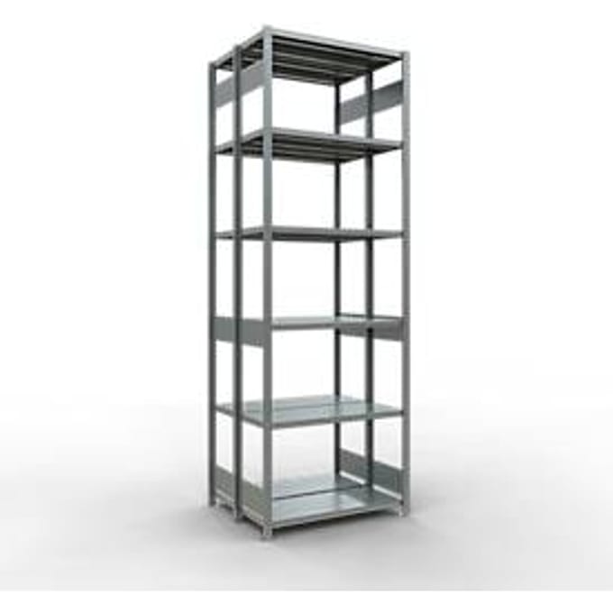 SCHULTE Lagertechnik - Dubbele basisrekken MULTIPlus250 insteeksysteem - 3000x1000x(2x400) mm, 14 legborden, gegalvaniseerd