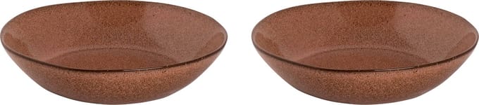 Palmer - Bord diep - Pastabord - Rustique - 21 cm - Roze - Stoneware - Bordenset - 2 stuks