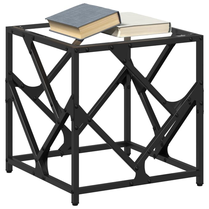 vidaXL - Salontafel - met - transparant - glazen - blad - 40x40x41 - cm - staal