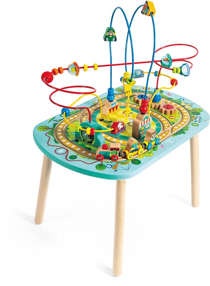 Houten treinbaan tafel met kralengolf - Hape - vanaf 18 maanden