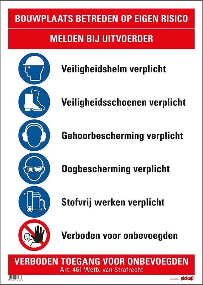 Pickup bouwplaatsbord betreden op eigen risico - artikel 461 - 50x70 cm