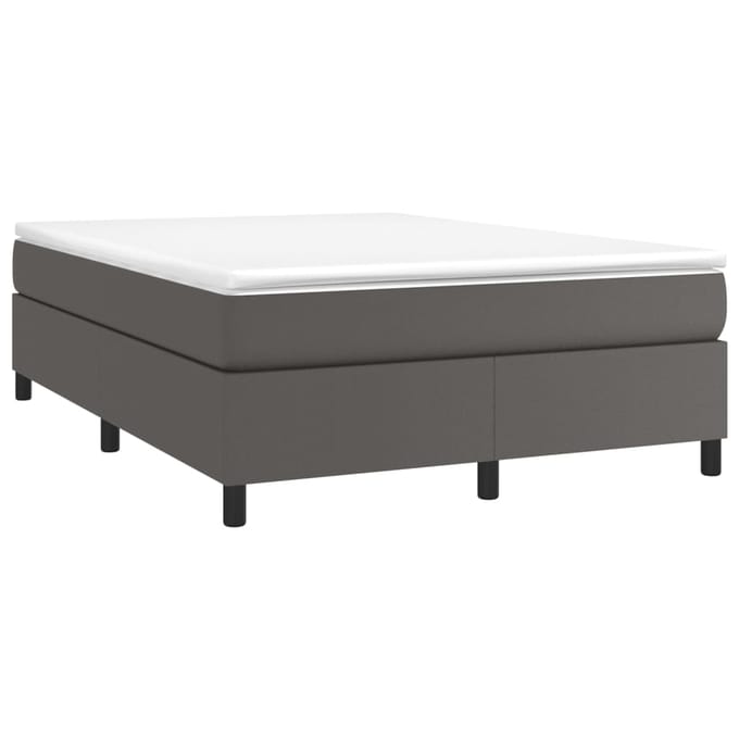 vidaXL - Boxspring - bed - kunstleer - grijs - 140x190 - cm