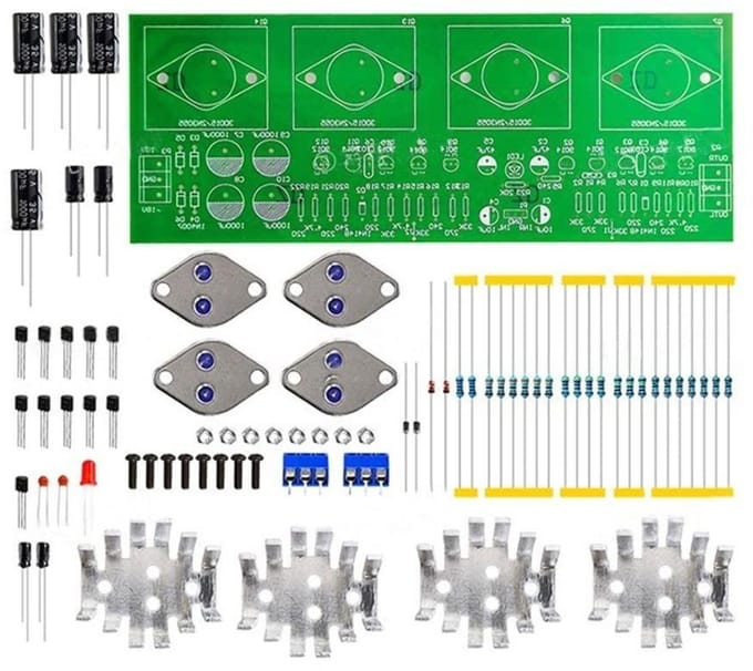 Versterker Printmodule - Audio Circuit - DIY Audio - 100W Dubbel Kanaal - 200x76mm PCB - Groen