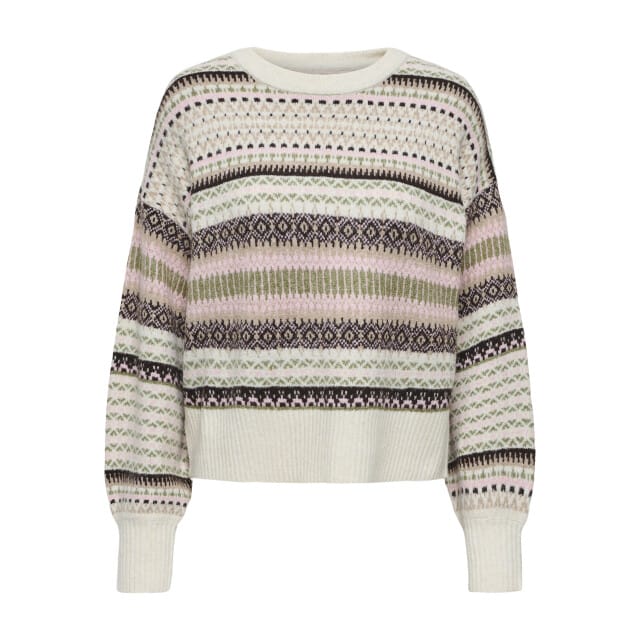 Only Trui Onlarianne L/s Pullover Knt Noos 15285832 Pumice Stone/jaquard Dames Maat - M