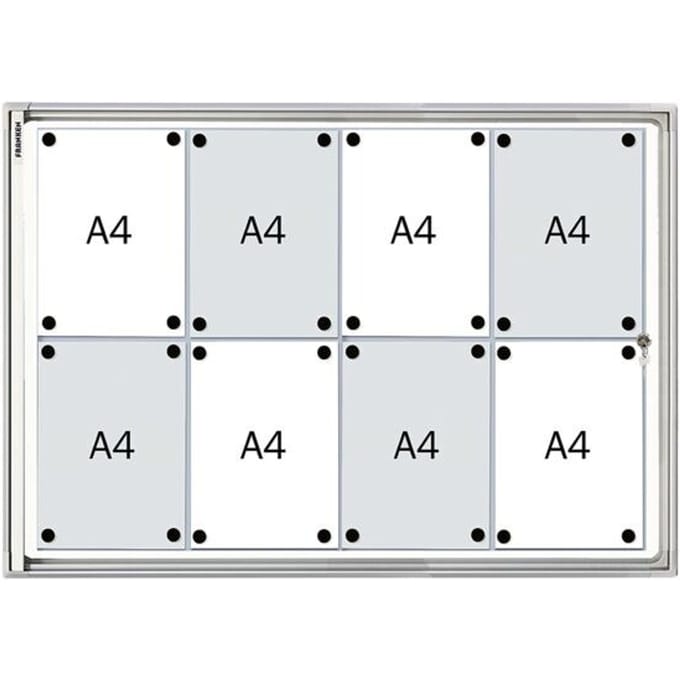 FRANKEN X-tra!Line vitrinekast, 8 x DIN A4, metalen achterwand