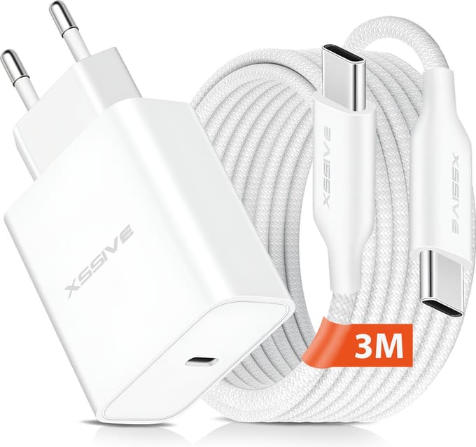 Snellader Set - 20W Power Delivery - 3 Meter - USB C naar USB C Oplader met Kabel - Xssive Origineel