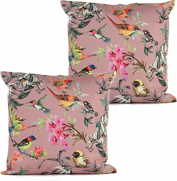 Anna's collection buitenkussen bloem - 2x - oud roze - 45 x 45 cm - Water en UV bestendig