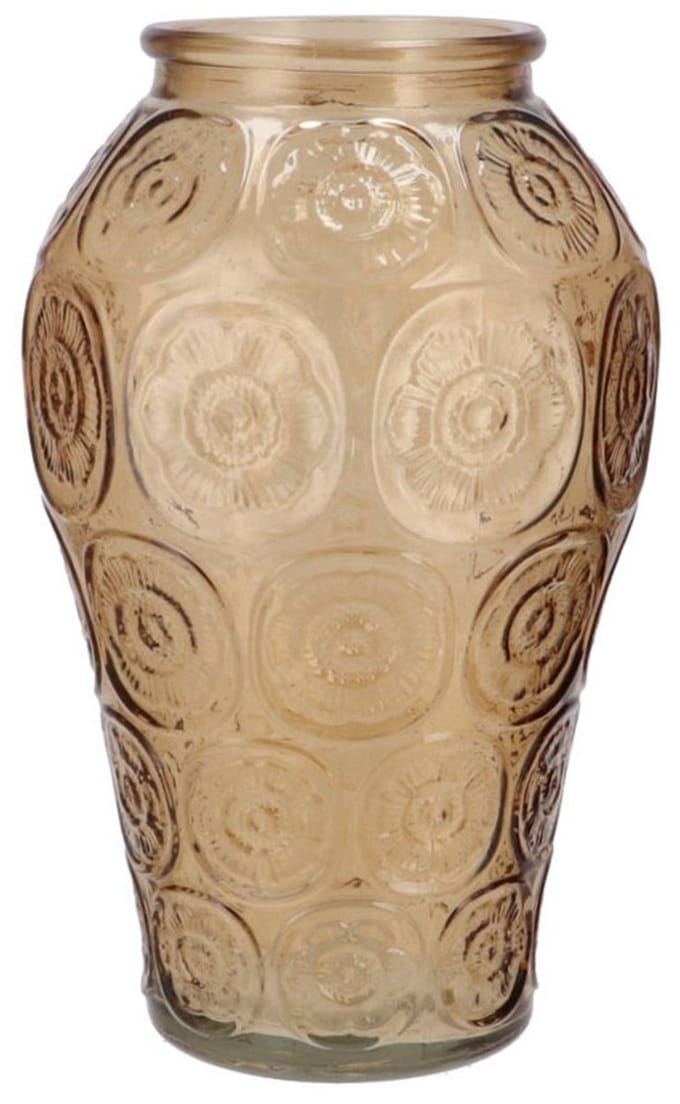 DK Design Bloemenvaas Circle - boeket vaas - glas - amber - 15 x 25 cm
