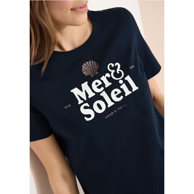 Shirt met ronde hals en tekst