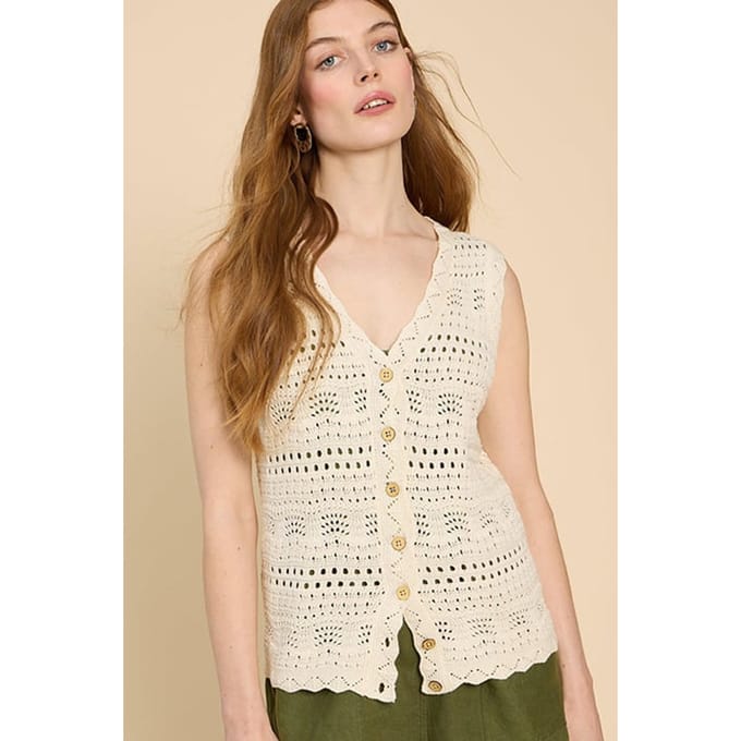 White Stuff Pippa Waistcoast Natural White Taglia: S | Gilet Outlet | Donna | Bianco
