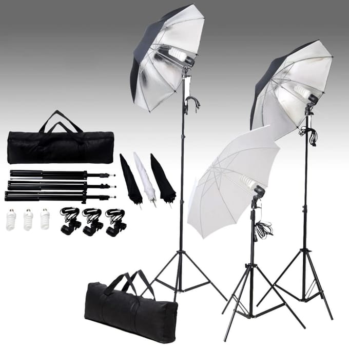 vidaXL - Fotostudioset - met - verlichtingsset - en - achtergrond
