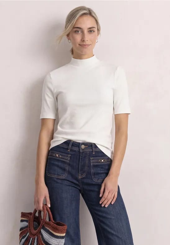 Shirt met col in ribbelpatroon