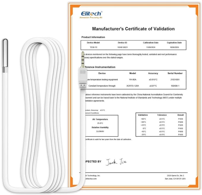 Temperatuursensor - Externe sonde - Data logging - 5 meter kabel - -40 tot 80°C