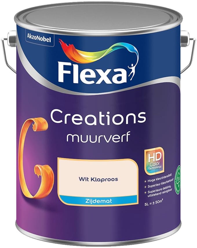 Flexa - Creations Muurverf Zijdemat - Wit Klaproos - Mengverf - 5 L