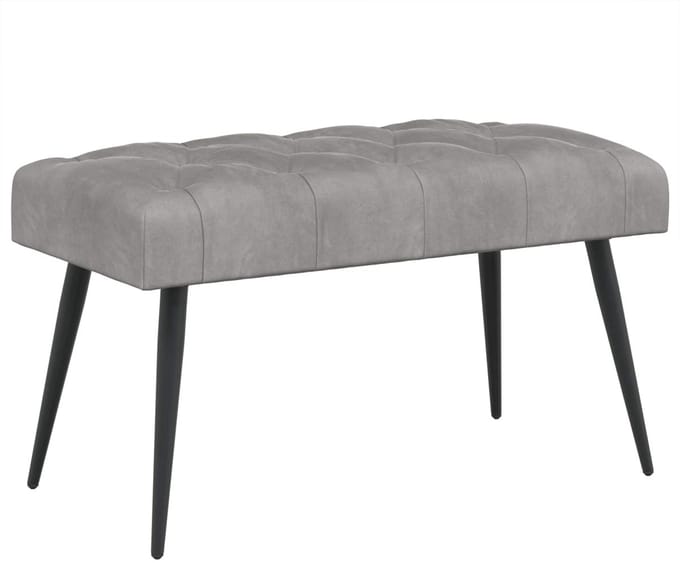 vidaXL - Bank - met - knopen - tufting - Lichtgrijs - 80 - x - 40 - x - 46 - cm - Fluweel