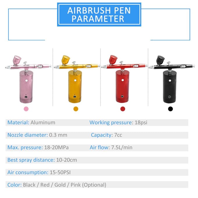 Oplaadbare USB Airbrush Kit Draagbare Airbrush Compressor Spuitpomp Handheld Airbrush Pistool voor FX Make-up Tatoeage Schilderen Hydraterend