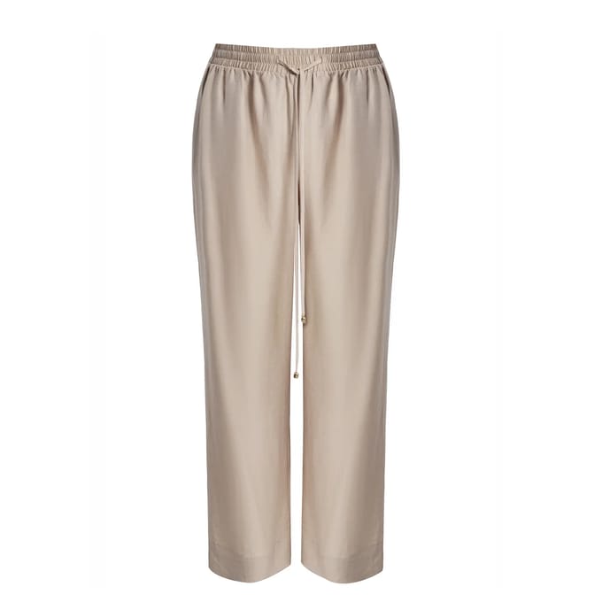 Linnenmix wijde broek met koordtaille dames Mat Fashion