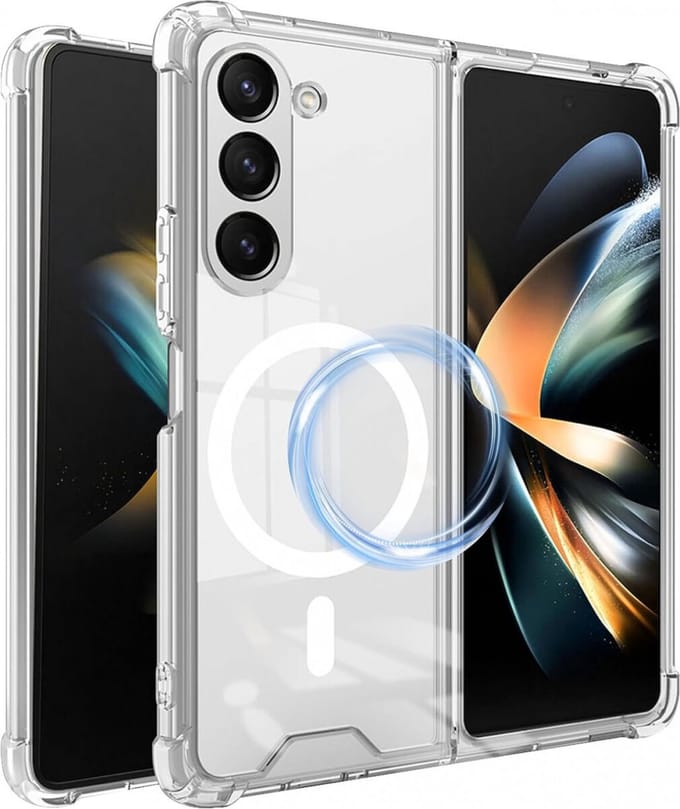 Geschikt voor Samsung Galaxy Z Fold 5 Hoesje met MagSafe Back Cover Transparant