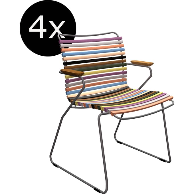 HOUE Bundel 4x CLICK Eetkamerstoel met lage rugleuning - multicolor