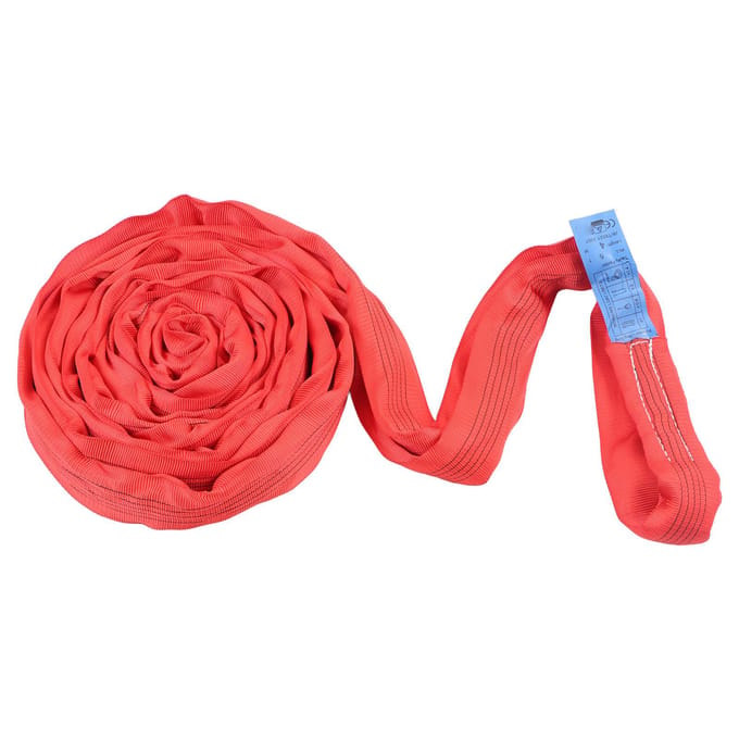 5T Platte Hijsband met Dubbele Ooggesp Polyester Webbing Kraan Hijstouw 4 Meter Rood