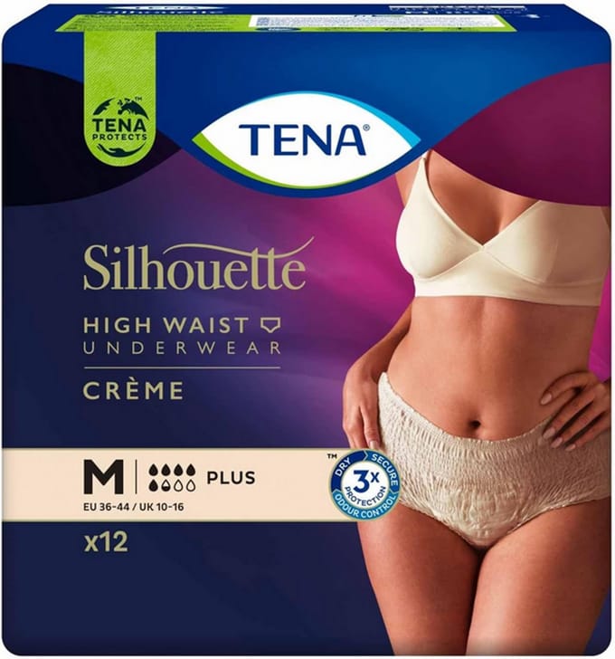 Tena Silhouette Plus Creme - Hoge taille Medium - 12 pakken van 9 stuks