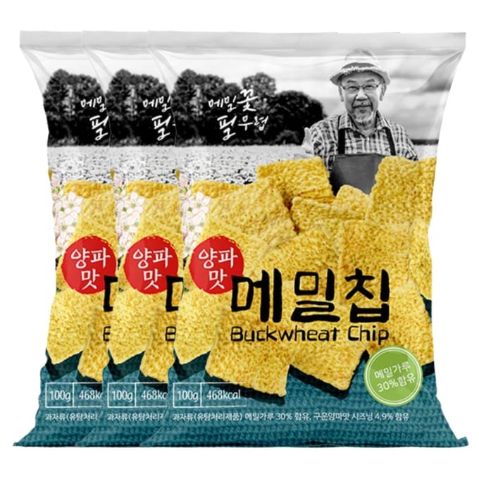 Boekweit Chips Uiensmaak Knapperige Graansnack 100g x 3 Pakken Hartige Krokante Chips yellow