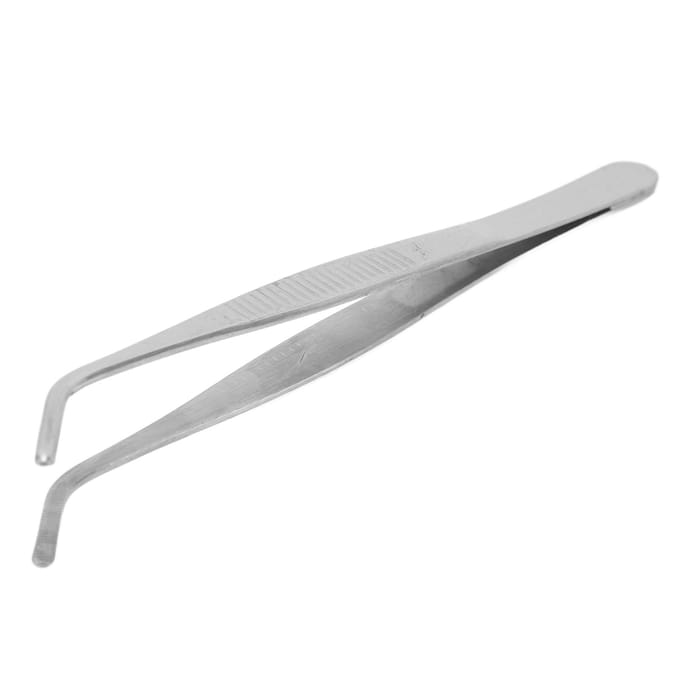 Pince à épiler courbée de 16 cm en acier inoxydable, antidérapante, à pointe courbée, pour laboratoires white