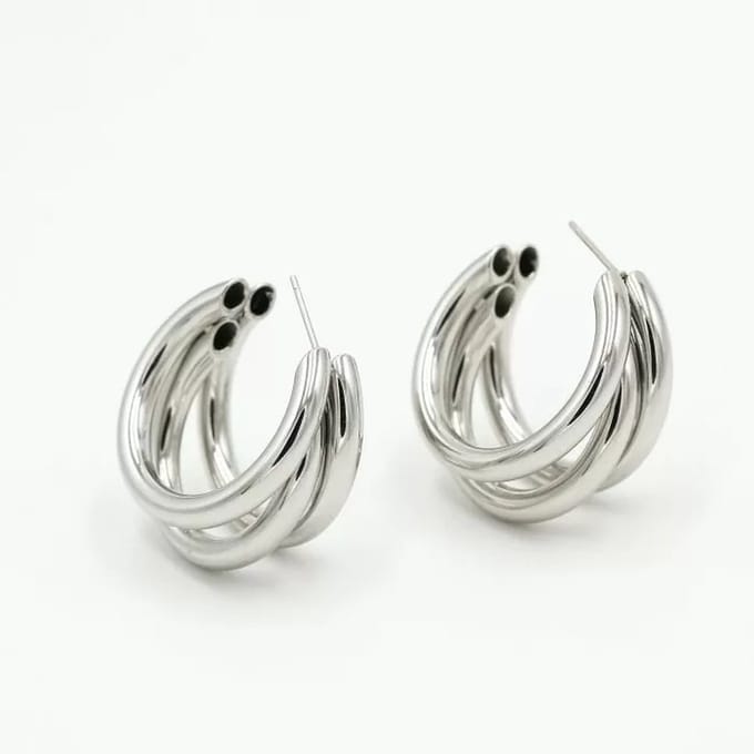 Bijoutheek Oorknoppen Triple Hoop Zilver