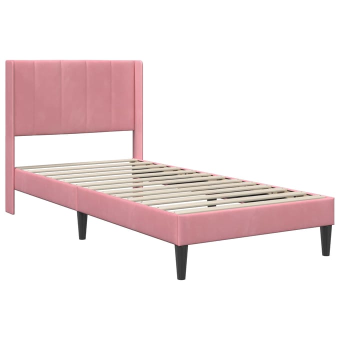 vidaXL - Bedframe - met - hoofdeinde - Roze - 80 - x - 200 - cm - Fluweel