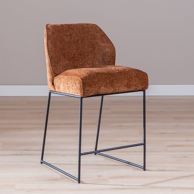 Bronx71® Barkruk Momo chenille koper 73 cm - barstoel