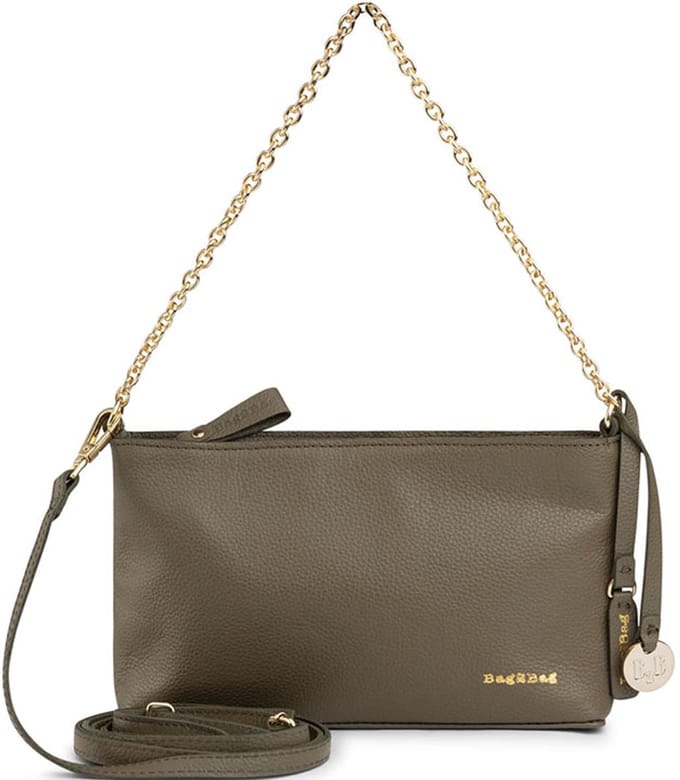 Bag2Bag Leren Schoudertas Milan Stone met goudkleurige hardware