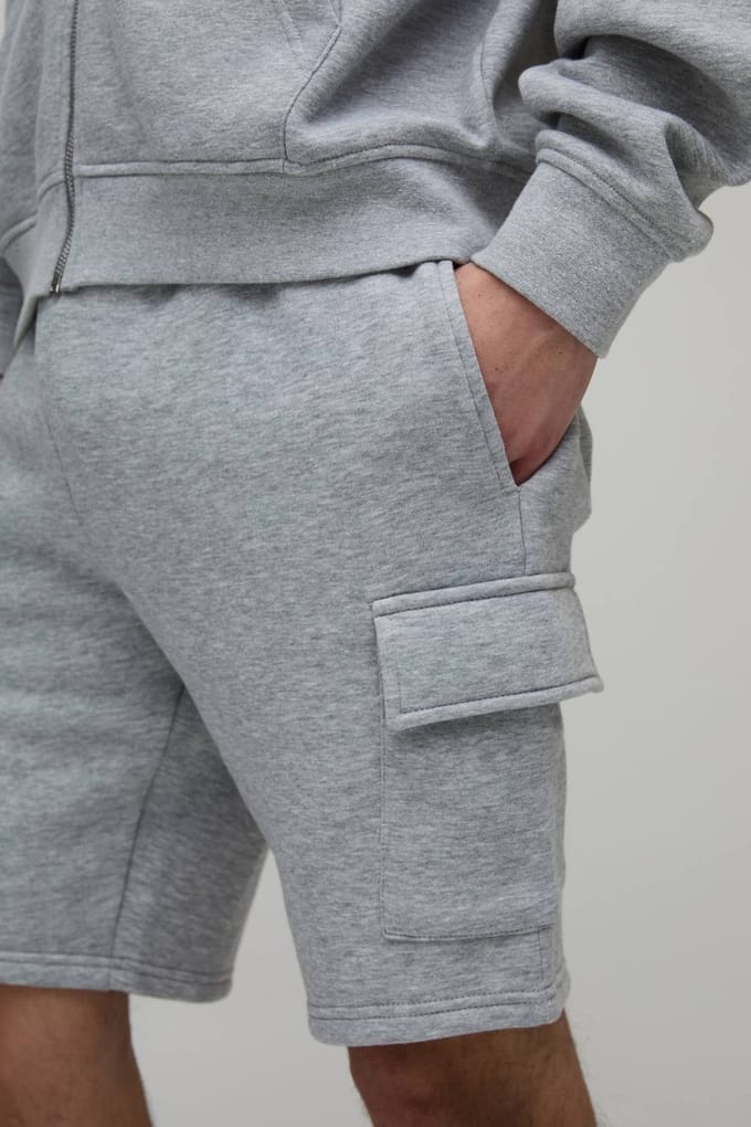 Essential Slim Fit Cargo Jersey Short | Grey Marl | Size 2XL