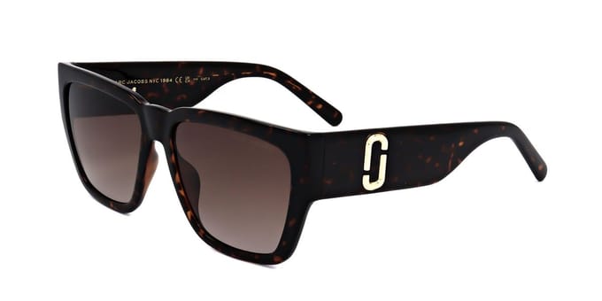 Marc Jacobs donkerbruine zonnebril met gradiëntlens en schildpadbruine glazen