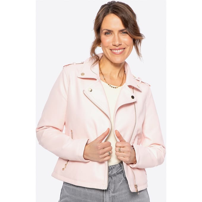 Wittchen Dames bikerjack van eco-leer met klinknagels, lichtroze