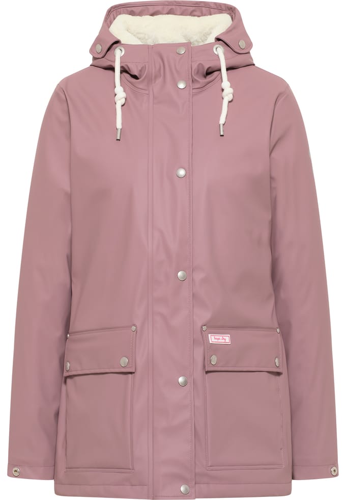 Mymo Regenjas met voering van imitatiebont keepsudry Dames mauve
