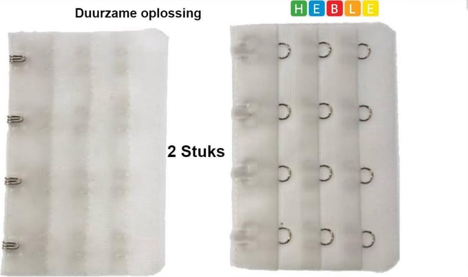 *** 2 BH verlengstukken - 4 Haaks Wit - Beha verlenger - Zwangerschap - van Heble® ***