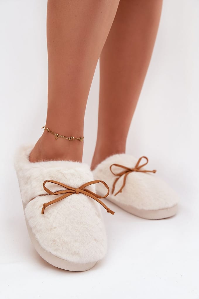 Soft Bow Slippers - Weiß / 36/37