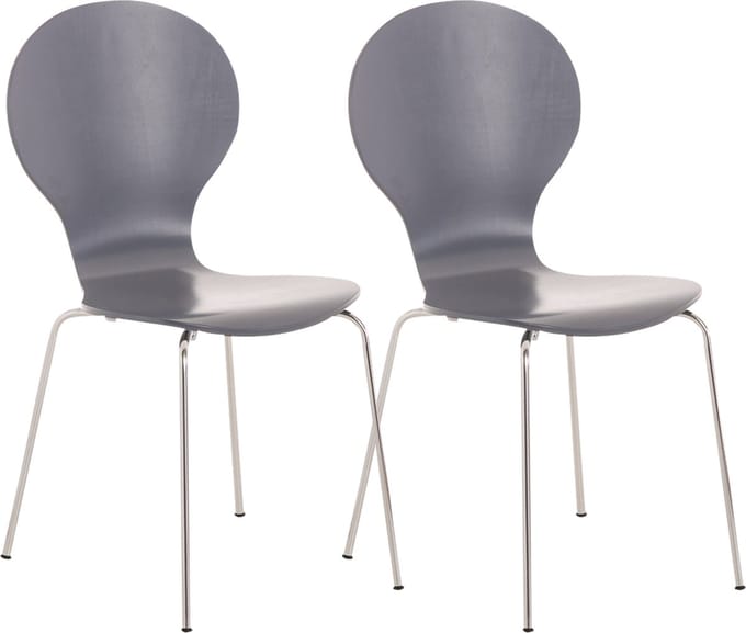 CLP Diego Set van 2 stapelstoelen Hout/grijs