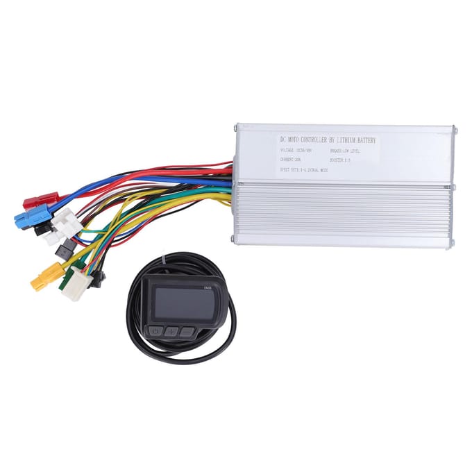 Elektrische Fiets Borstelloze Motor Controller 36V 48V LCD Display 30A 12 Buis Controller met Batterij Snelheid Display USB white