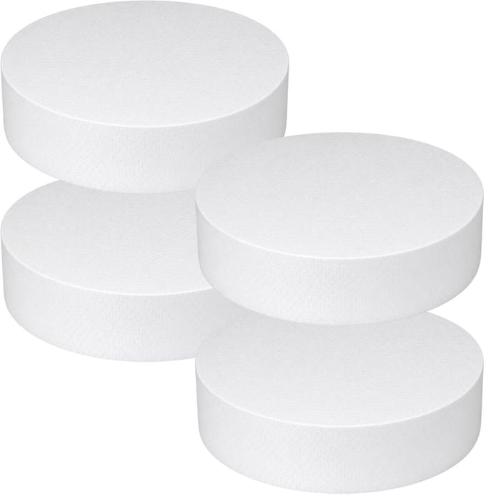 Piepschuim vormen - cirkel - 4x - D25 x 4 cm - styropor hobby / DIY vorm - basis knutselfiguren