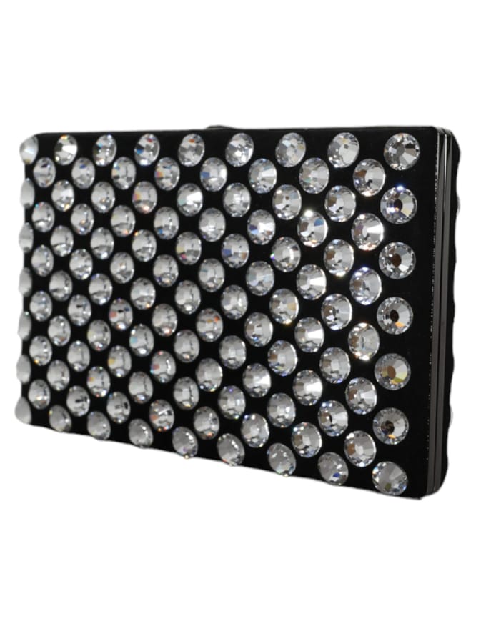 Zwarte Fluweel Kristallen Clutch Avondfeest Handtas