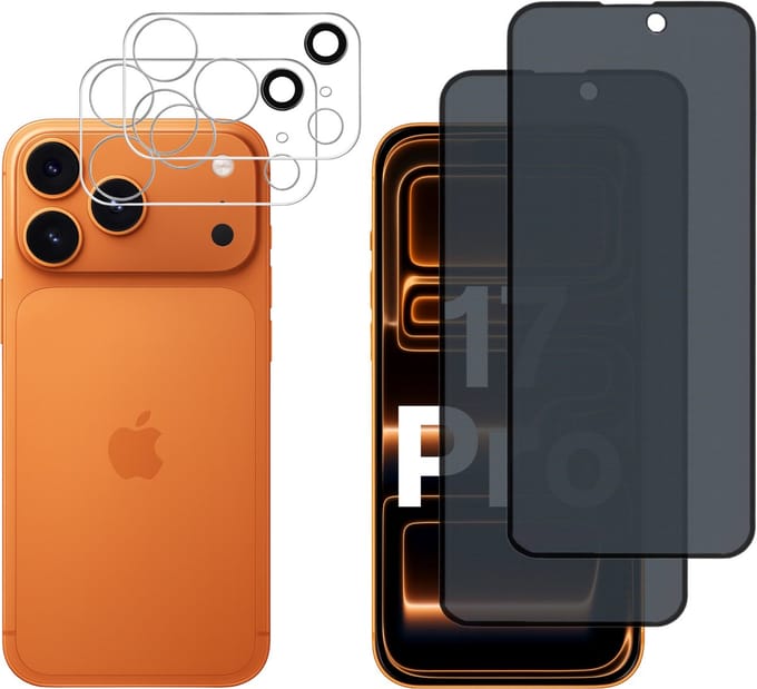 Screenprotector geschikt voor iPhone 17 Pro - 2 stuks Beschermglas Privacy Glas Screenprotector van glazen schermbeschermfolie + 2 stuks Camera Protector