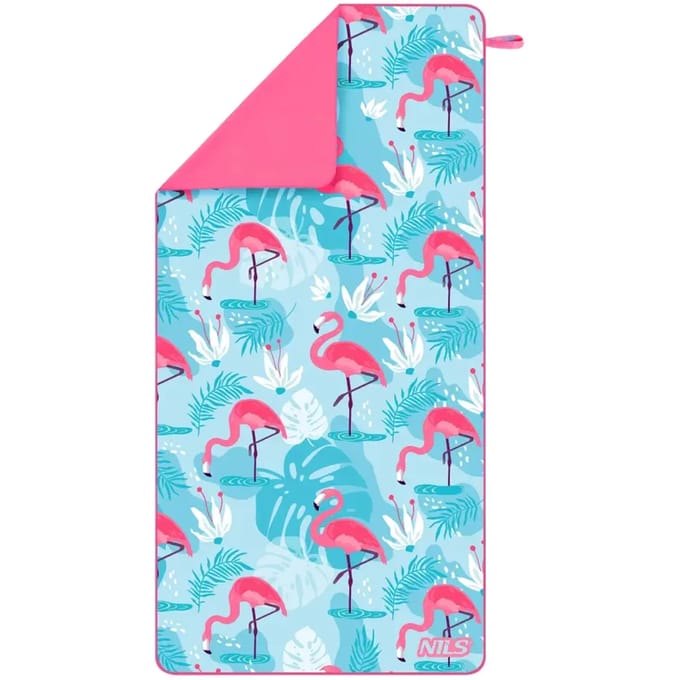Sneldrogend microvezel strandlaken, 160x80cm, flamingoprint