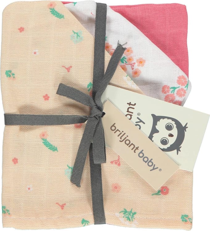 Briljant Baby- Washandjes Hydrofiel Flower (set van 3)