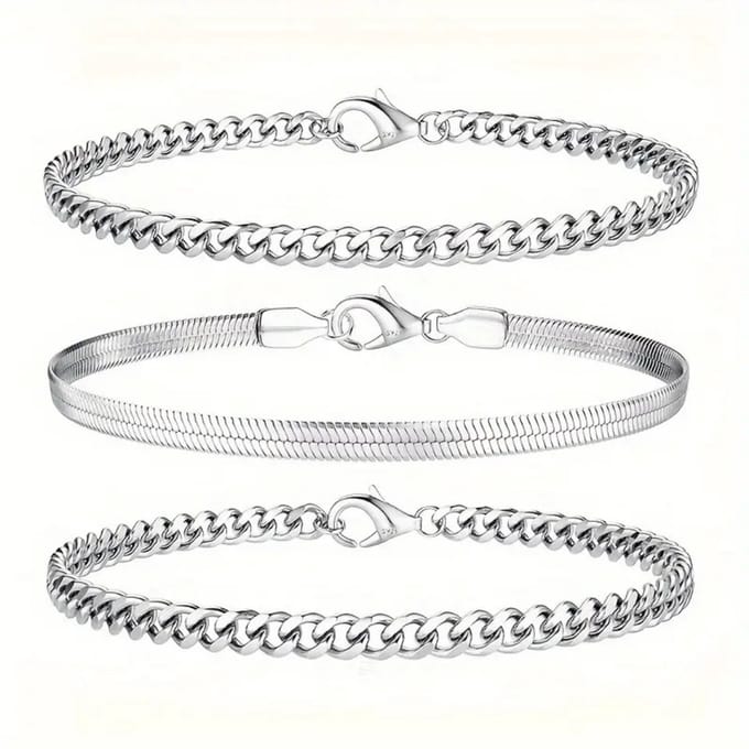Nivard Armband - Staal - Nep Zilver - Dames - 3 St - Zilver B